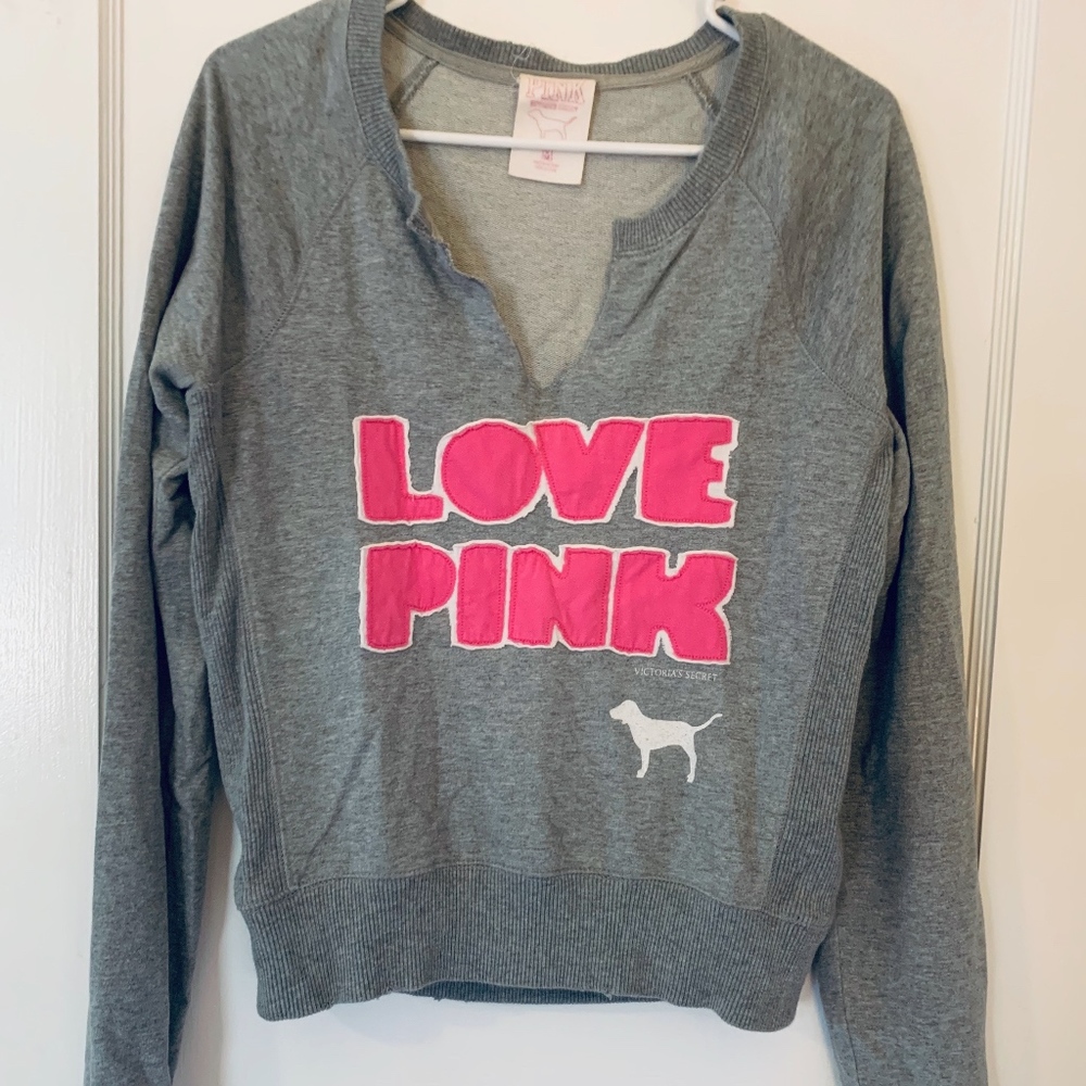 Victoria Secret PINK Grey Sweatsuit (Capri) Set-M